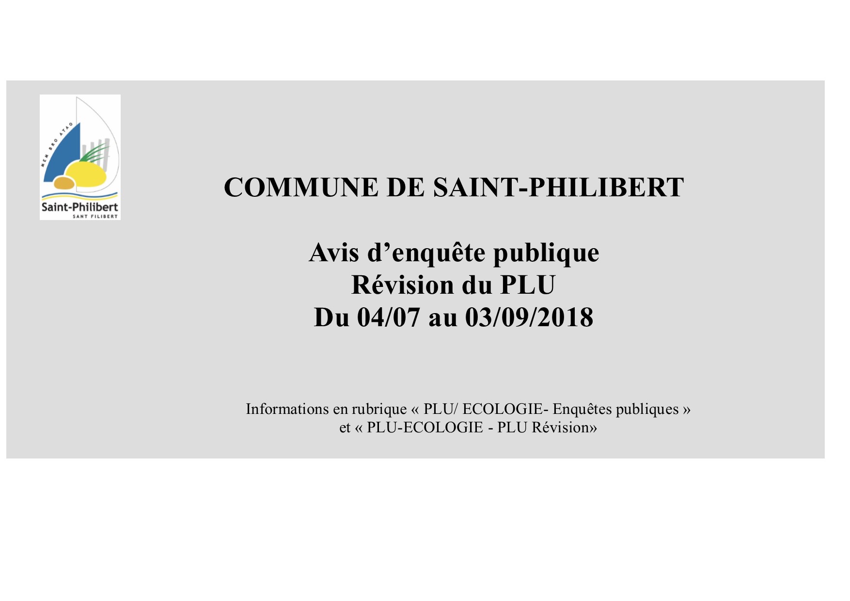 Mairie de Saint PhilibertAvis d'enquête publique Révision PLU